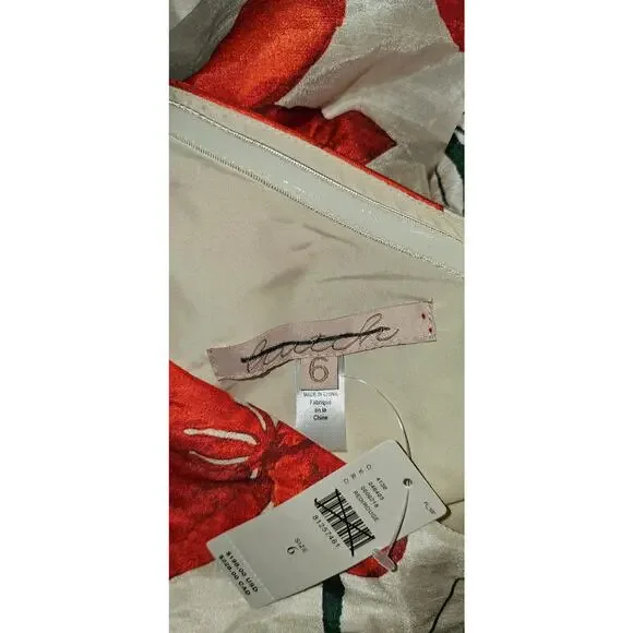 NWT ANTHROPOLOGIE Hutch One-Shoulder Peplum Dress $198 SIZE 6 Red Floral - Picture 7 of 7